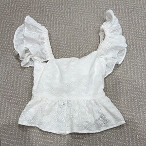 Blue Rain White Eyelet Ruffle Tank Top